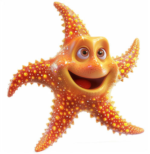 Funny cartoon starfish in bright and detailed style