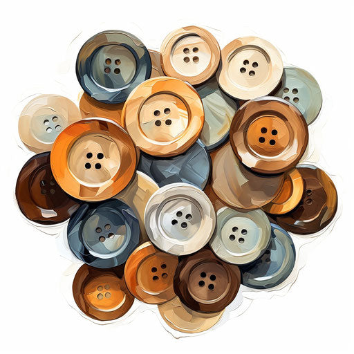 Button clipart in the style of Oil painting, on a white background