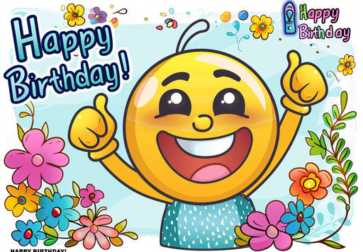 Happy Birthday! Smiley face with thumbs up emoji
