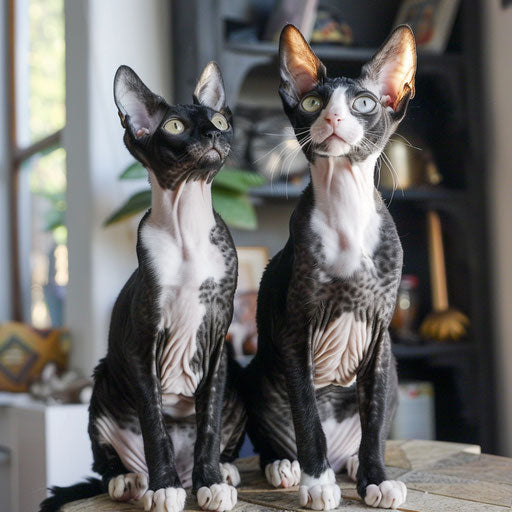 Two cornish rex cats