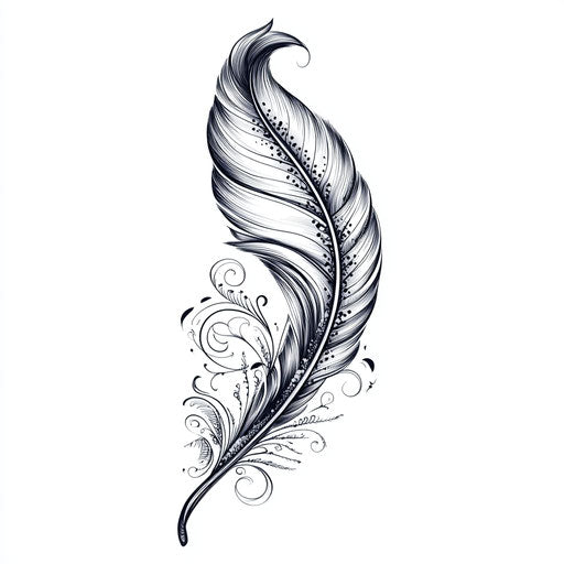 Ornate feather tattoo sketch in beautiful flat style