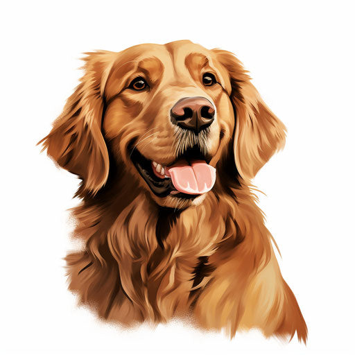 Golden Retriever clipart in the style of Chiaroscuro Art on white background