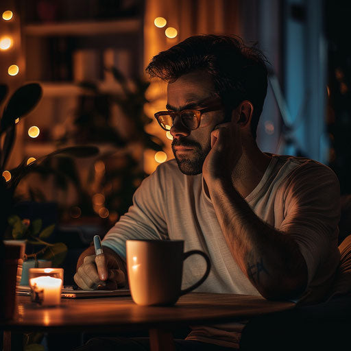 Dedicated entrepreneur working late in a cozy office
