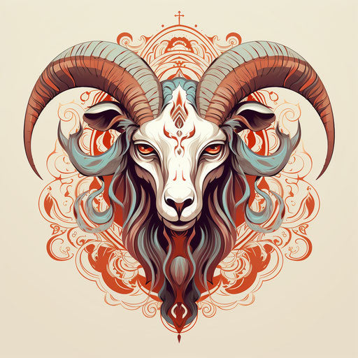 Abstract goat head in colorful patterns