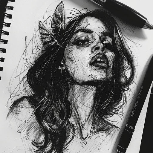 Gothic inspired tattoo sketch of Aphrodite