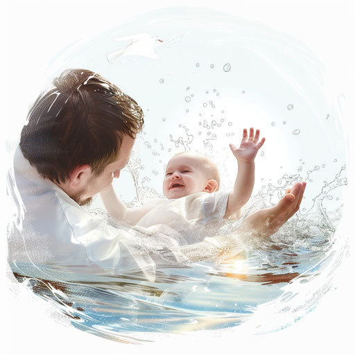 Baptism clipart in a photo realistic style against white background