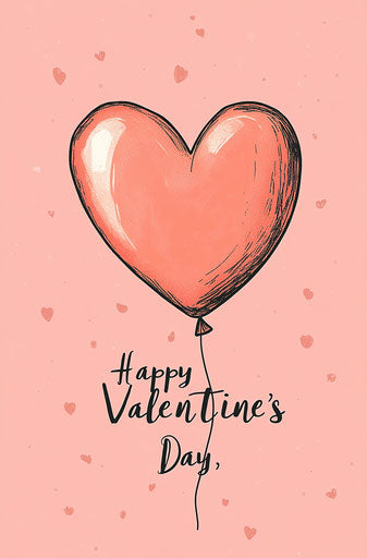 Happy Valentine's Day, cute heart-shaped balloon