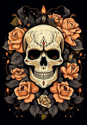 Day of the Dead skull with roses for Halloween