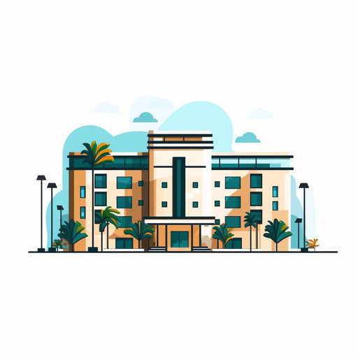 Minimalist hotel illustration on white background