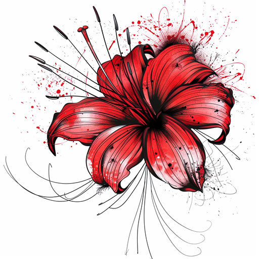 Elegant sketch of a detailed red spider in black