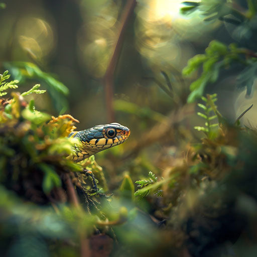 Young garter snake exploring its surroundings