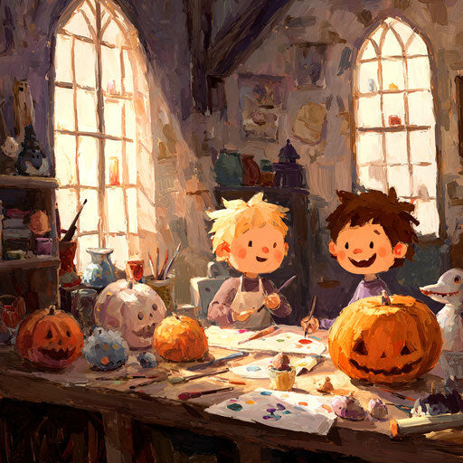 Cheerful Crafting Atmosphere for Halloween Fun