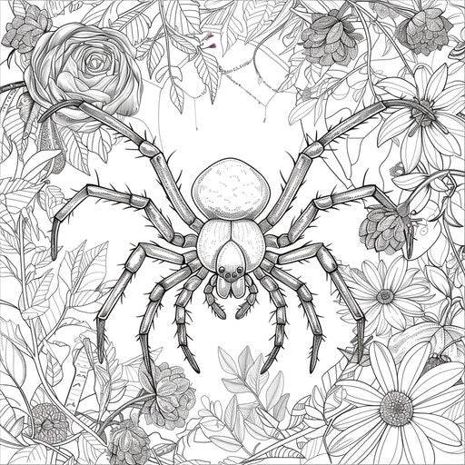 Black widow spider in an enchanted forest with magical elements