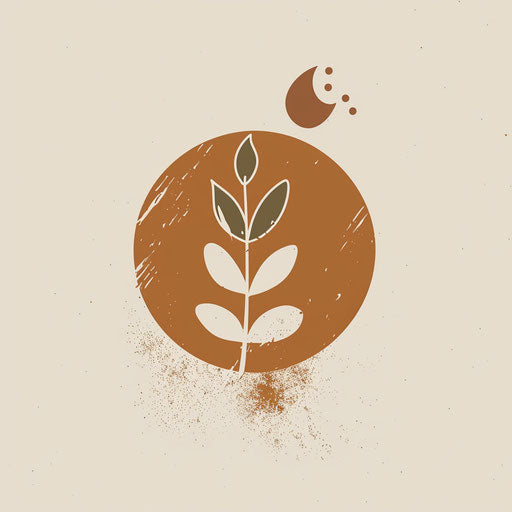 Hand-drawn artisan logo with a rustic feel, in brown and cream tones