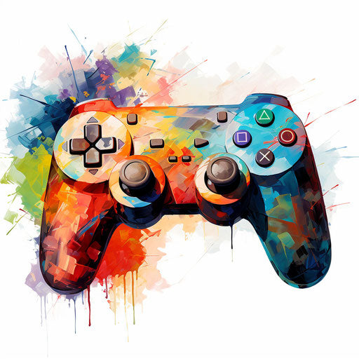 Video game controller, Impressionistic Art on white background
