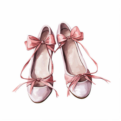 Ballet shoes illustration in the style of Chiaroscuro Art, on a white background