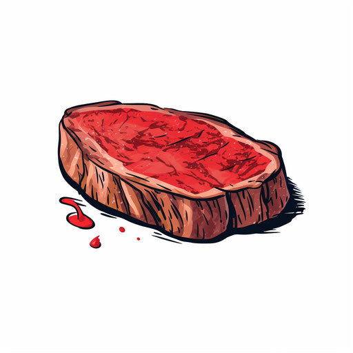 Minimalist steak illustration on white background