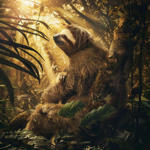 Giant sloth with soft lighting in natural habitat