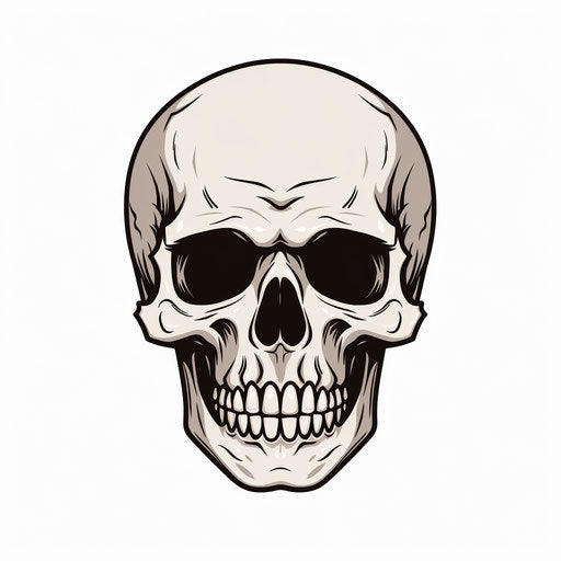 Skull clipart in minimalist style, on white background
