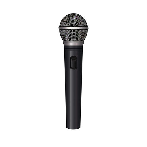 Minimalist style microphone illustration on white background