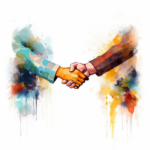 Handshake clipart in the style of Impressionistic Art, on a white background