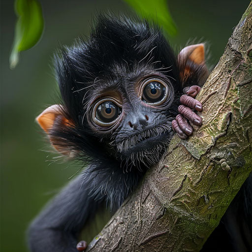 Spider monkey in natural habitat, curious nature