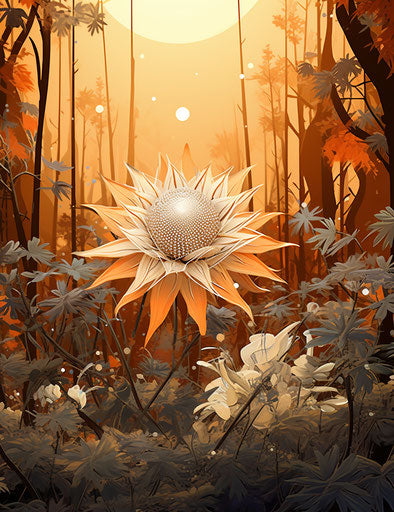 Floral explosions in forest with small hanging flower