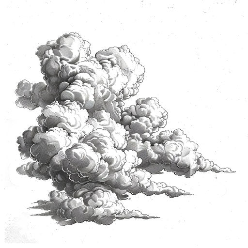 Realistic cumulus cloud tattoo on white background