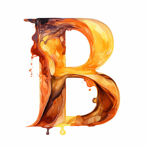 Letter b clipart in the style of Oil painting, on a white background
