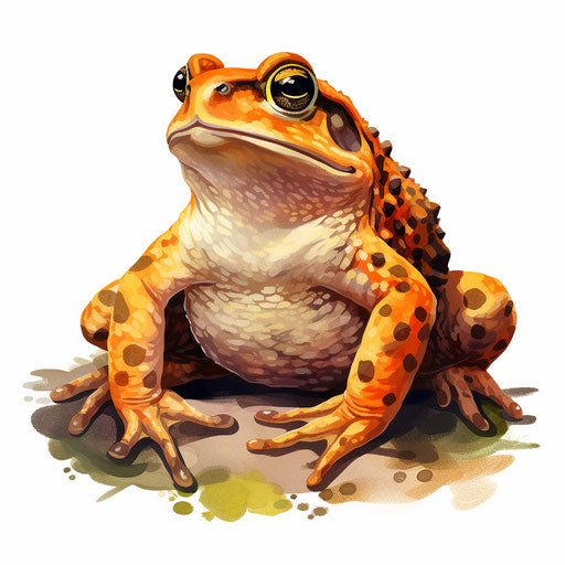 Toad illustration in the style of oil painting, on white background