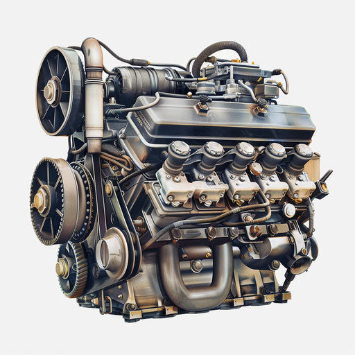 Realistic engine clipart in photo style with white background