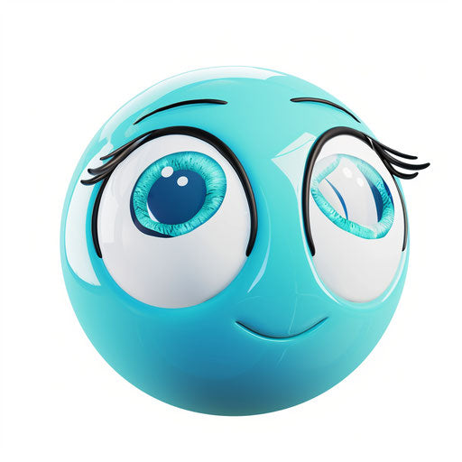 Adorable blue emoji with one large eye and two small eyes