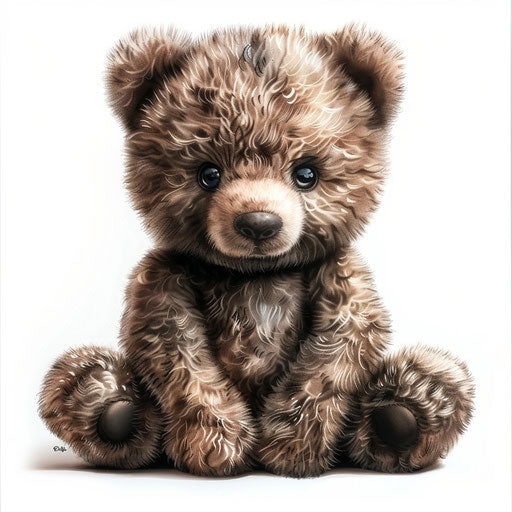 Realistic teddy bear tattoo on white background
