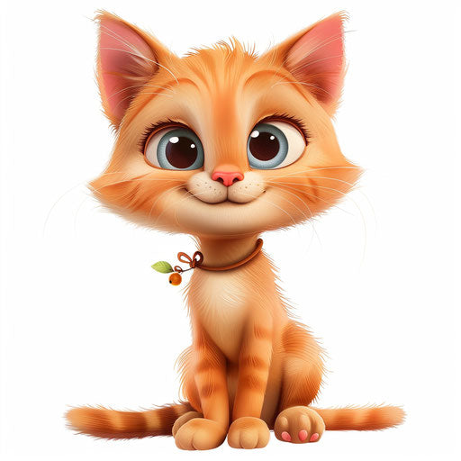 Cartoon cat in photo-realistic style on white background