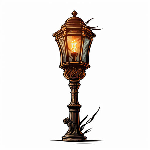 Lamp drawing in the Chiaroscuro Art style, on white background
