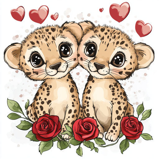 Two cute baby cheetahs on Valentine's Day