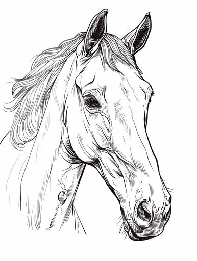 Printable free horse coloring pages, tonal approach