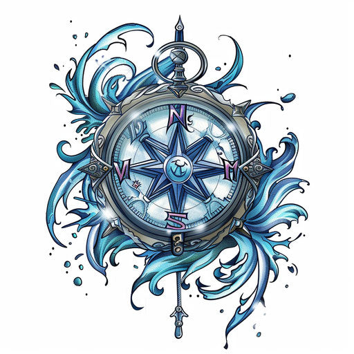 Nautical tattoo sketch of a Viking compass