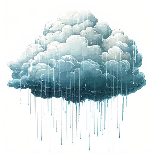 Rain cloud clipart in photo realistic style with dynamic lighting