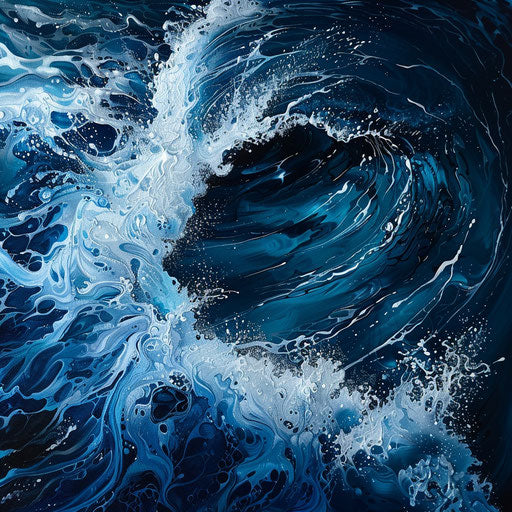 Cove with deep blue hues and dynamic surf