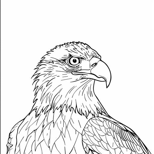 Coloring page with a simple and bold eagle outline