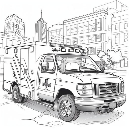 Ambulance in front of hospital, paramedics ready to assist