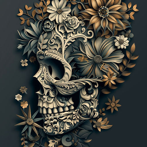 Life illustration in realistic style on flat dark charcoal background