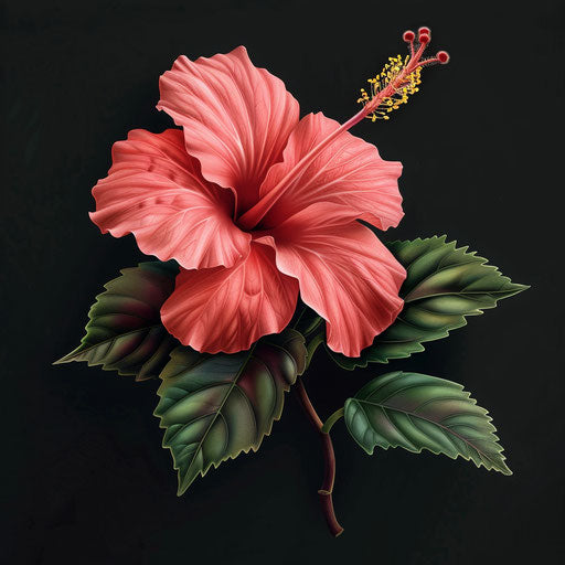 Realistic hibiscus on dark charcoal background