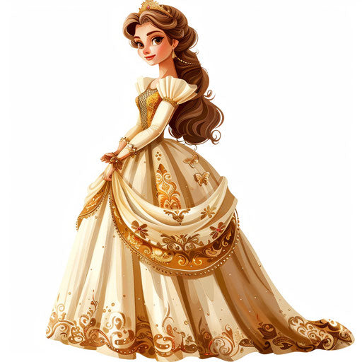 Princess clipart in photo realistic style with flat white background