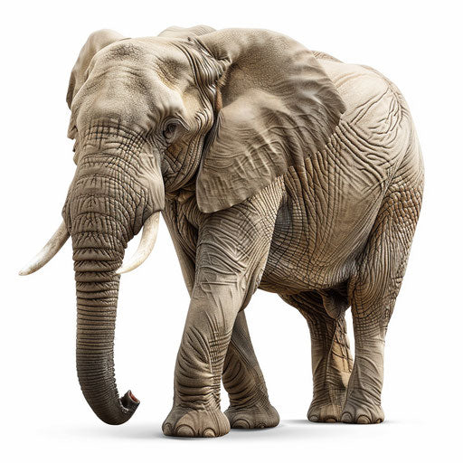 Elephant clipart in photorealistic style with flat white background