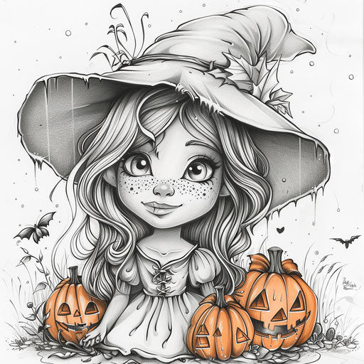 Magical and cute pumpkin coloring pages for Halloween