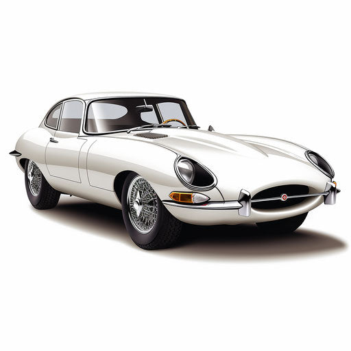 Jaguar E Type Car White Background
