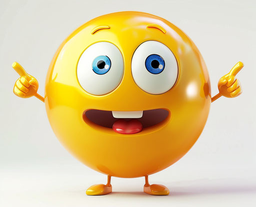 3D emoji of a yellow round character with big eyes and open mouth