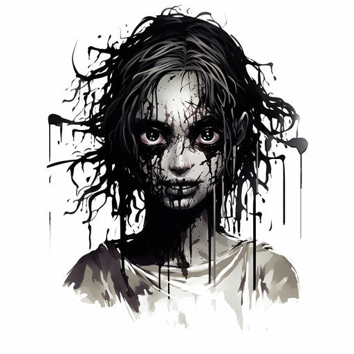 Horror clipart in the style of Chiaroscuro Art, on white background